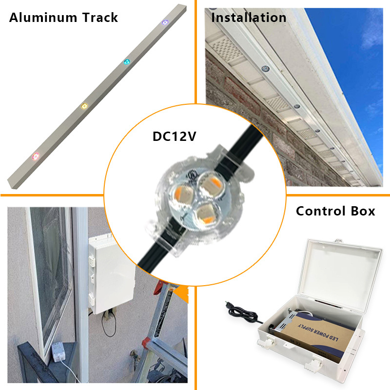 RGBIC Ucs2904 Outdoor Waterproof 5050 smd Point Lights With Controller Led 30mm Permanent Christmas Decorations Lighting