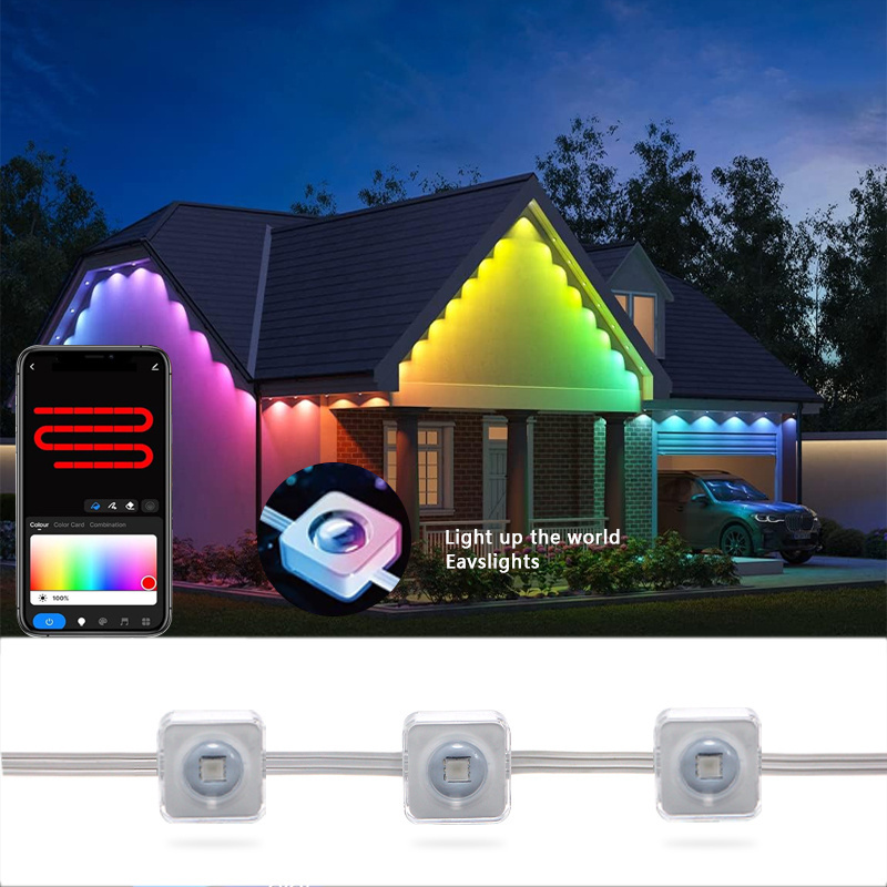 Smart Permant Waterproof 50ft 36v Christmas Point Lex Pixel Puck Rgb Controller Under Eave Permanent Outdoor Lighting White