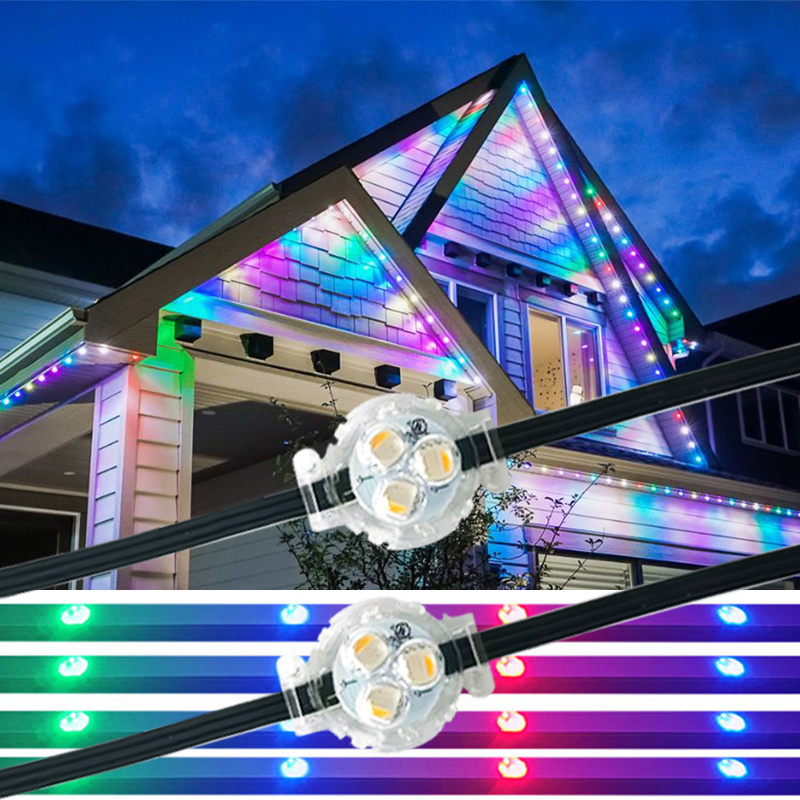 IP68 Programmable Smart Control Carnival RGBIC House Exterior Pixel Permanent Outdoor Holiday Lights For Amusement