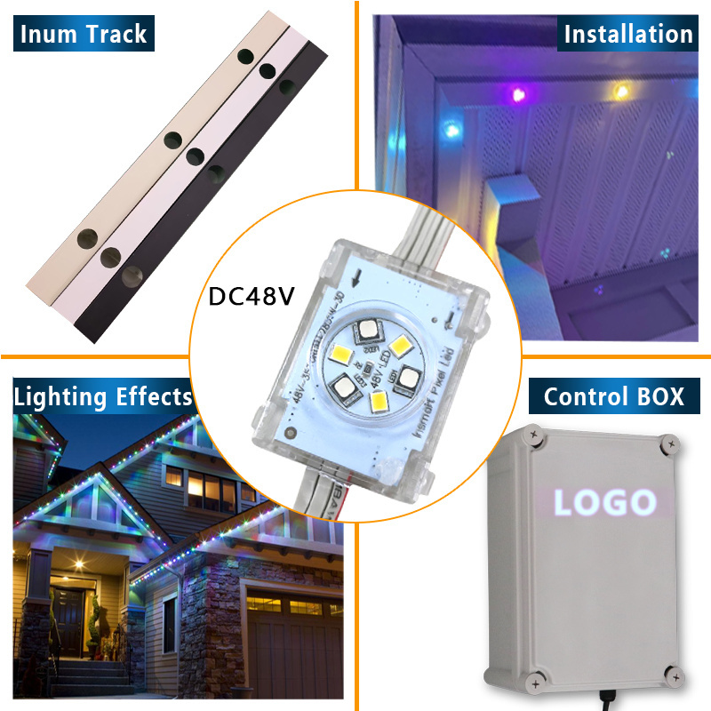 Smart Waterproof IP68 Permanent Christmas Lights Outdoor Landscape Pixel Point Light For Home DC48v Led Point Lights