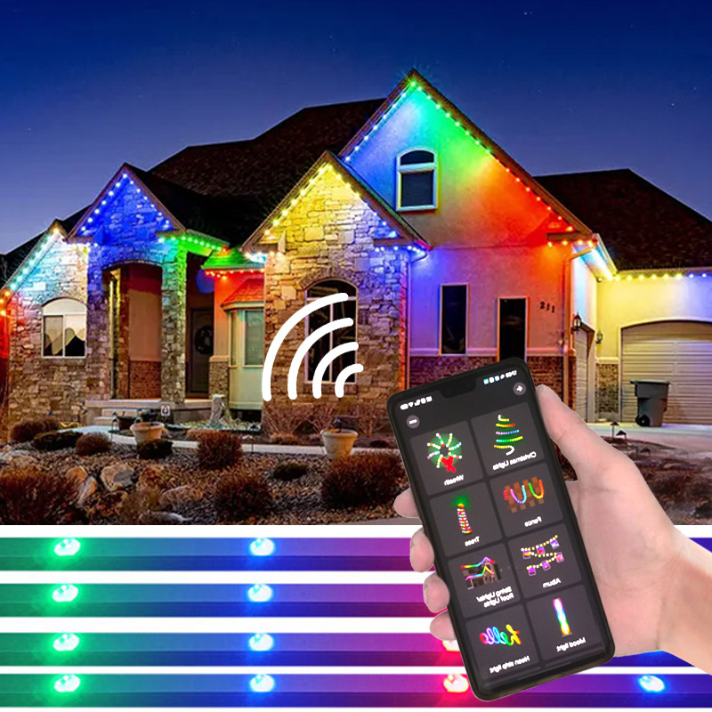 IP68 Programmable Smart Control Carnival RGBIC House Exterior Pixel Permanent Outdoor Holiday Lights For Amusement