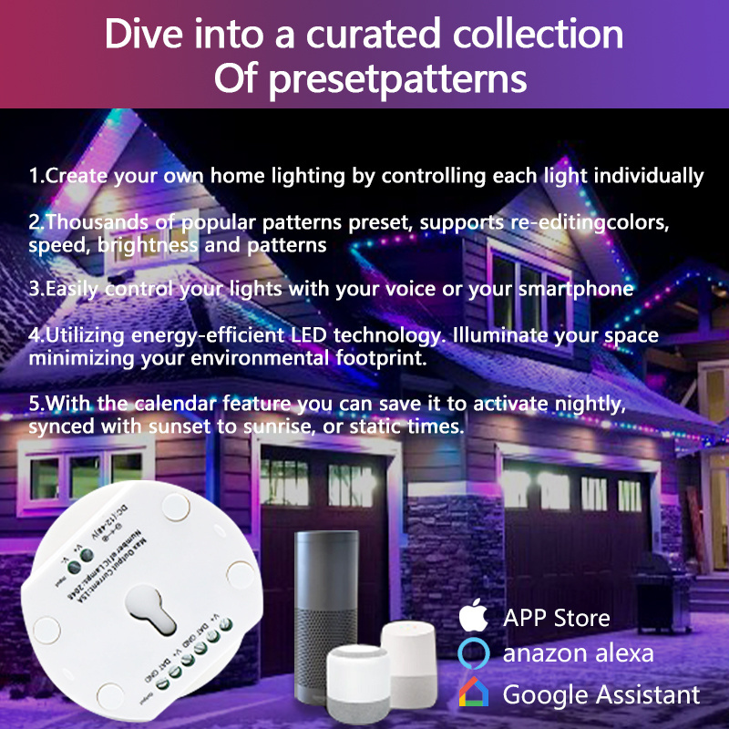 Smart Waterproof IP68 Permanent Christmas Lights Outdoor Landscape Pixel Point Light For Home DC48v Led Point Lights