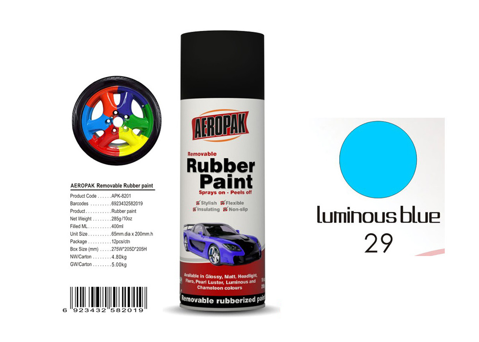 Aeropak Waterproof Luminous Color 400ML Rubber Spray Paint for wheel