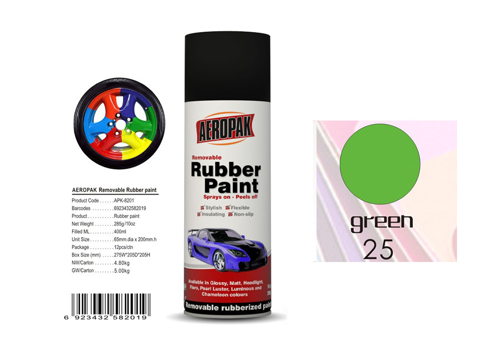 Aeropak 400ML Peelable Luminous Rubber Spray Paint for car coating