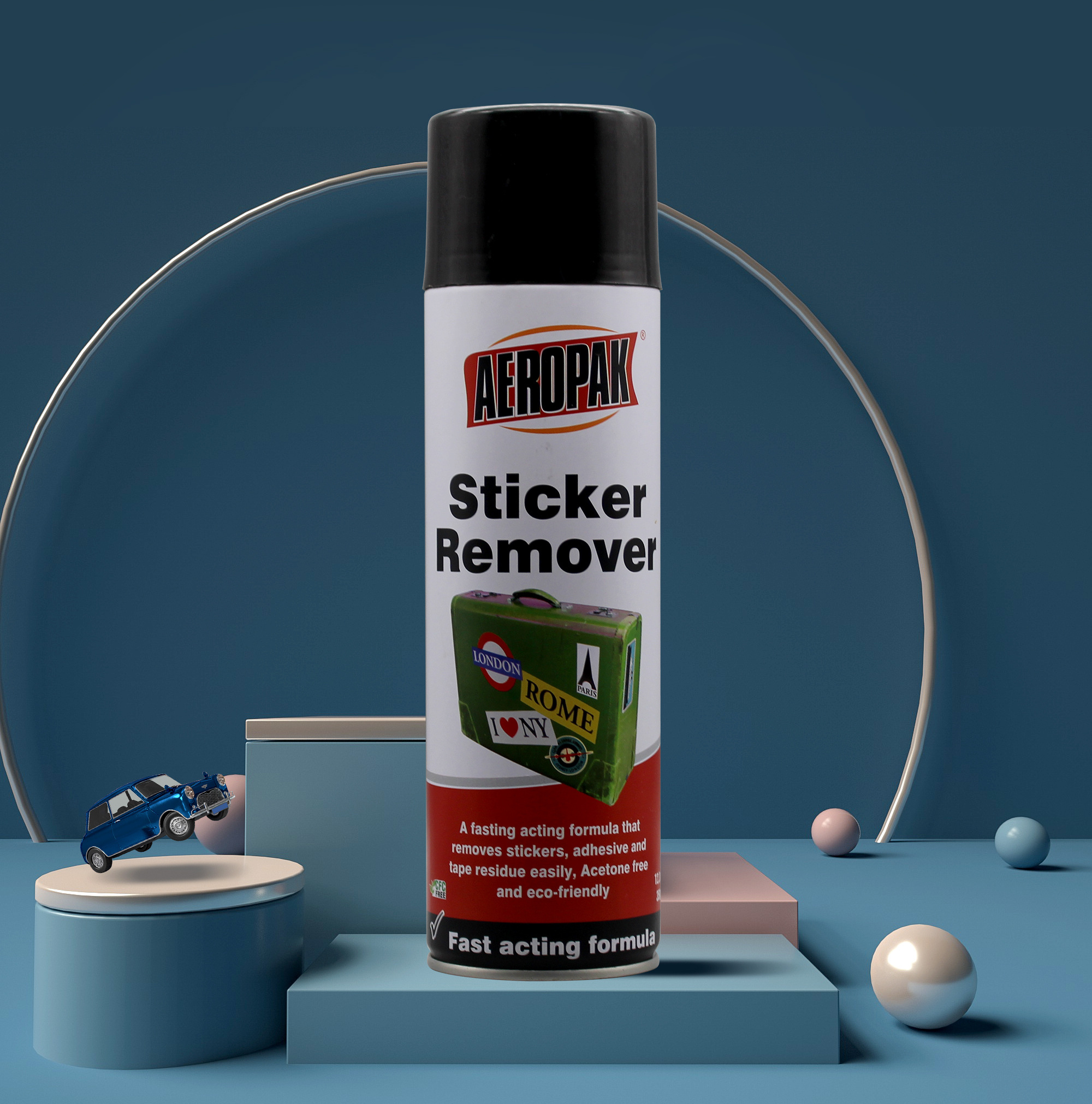 AEROPAK Sticker Remover Cleaner aerosol spray 500ml for dirt gum decals tape adhesive residue from glass chrome metals vehicle