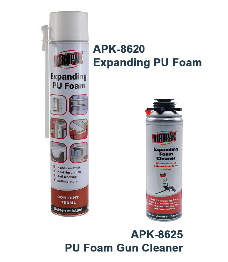 Aeropak 750ml Aerosol One Component PU Polyurethane Foam Sealant Cleaner Spray