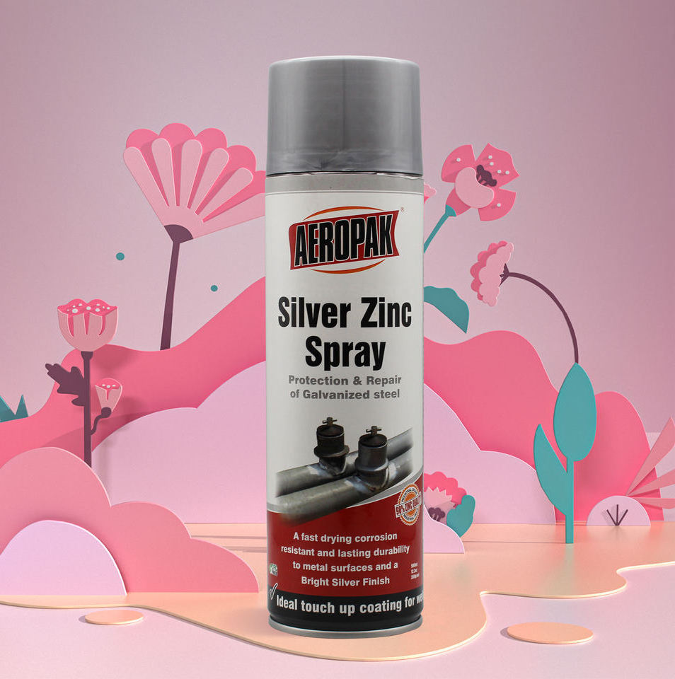 Aeropak Silver Zinc Spray 500ml Aerosol Paint for Metal