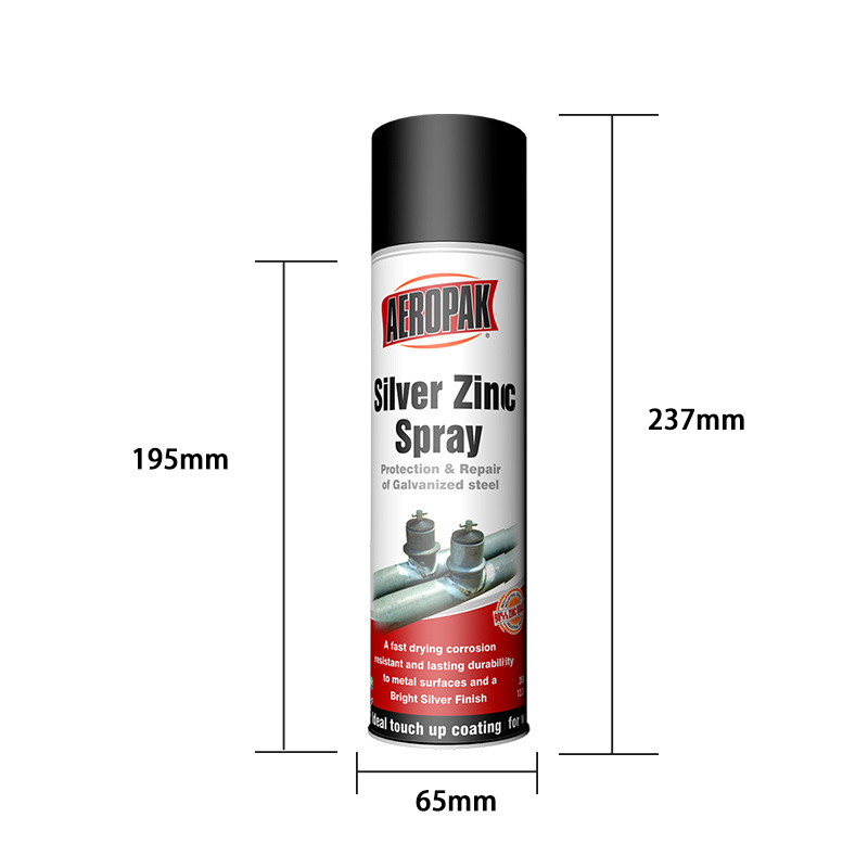 Aeropak Silver Zinc Spray 500ml Aerosol Paint for Metal