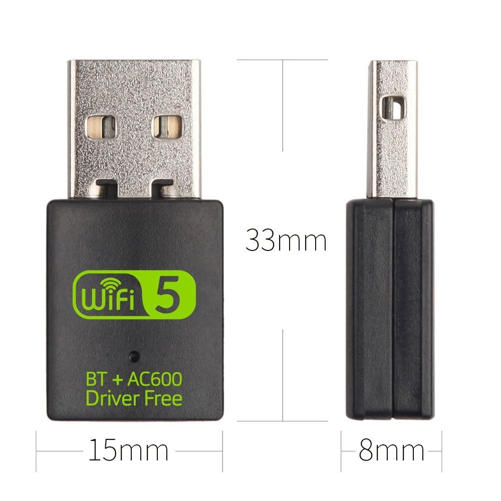 600Mbps USB Wireless Network Card RTL8811CU Dual Band wifi 5 dongle Driver free USB wifi adapter Receiver Mini Wifi Dongle