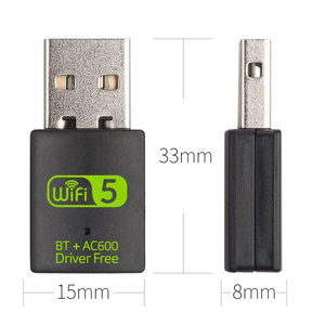 600Mbps USB WiFi Blue-tooth 5.0 Adapter 2 in 1 Dongle Dual Band 2.4G&5GHz USB WiFi 5 Network Wireless Wlan Receiver