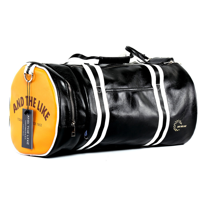 Retro PU Custom Duffel Training Fitness Gym Bag Large Capacity Aesthetic Foldable Yoga Bag Sports Weekender Travel Bag Man Women