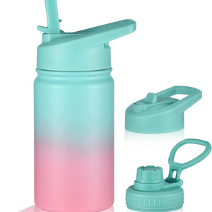 12oz Cartoon Kids Water Bottle With Straw Double Wall Thermos Vacuum Bottle Replacement Parts