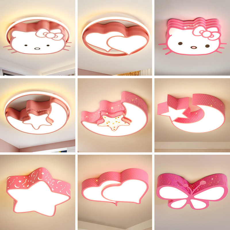 Children's Room Carton Bedroom Light Girl Dolphin Kitty Cat Butterfly Aircraft Light Creative Cute Pink Ceiling Light