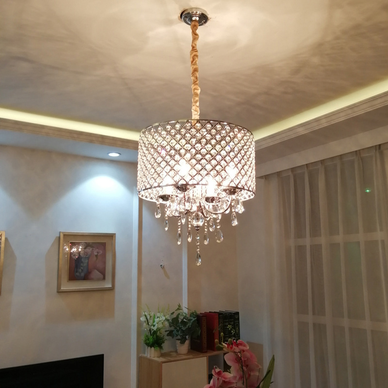 Crystal chandeliers modern American bedrooms ceiling lamp, farmhouses iron retro round shaped lighting fixtures LED