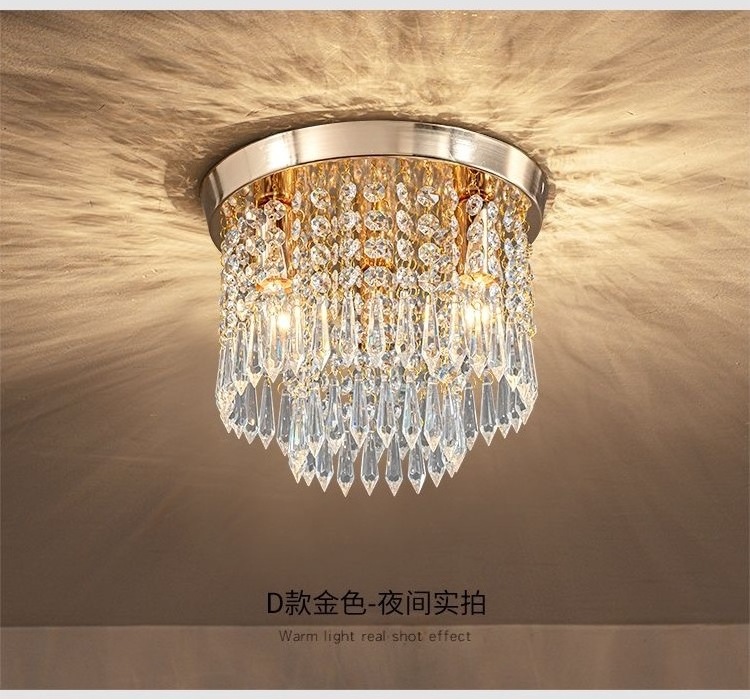 Crystal ceiling light, bedroom decoration lamp, round square silver gold crystal light fixture