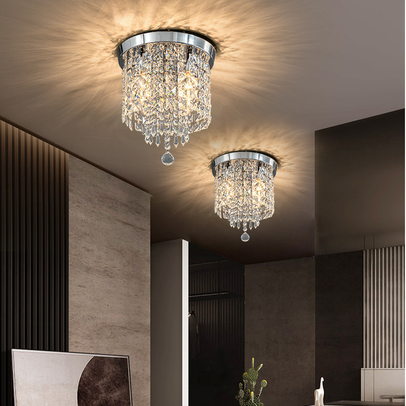 Crystal ceiling light, bedroom decoration lamp, round square silver gold crystal light fixture