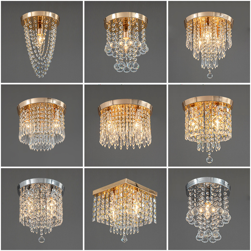 Crystal ceiling light, bedroom decoration lamp, round square silver gold crystal light fixture