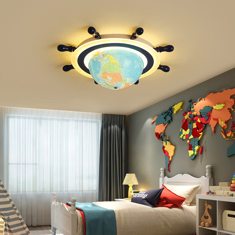 Creative children kids bedroom led ceiling lamp rotating Globe ceiling light amusement park deco lamp for boys and girls