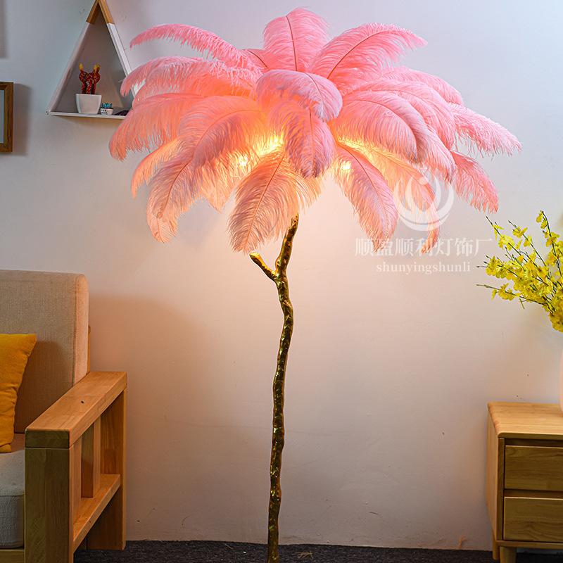 nordic luxury ostrich feather tree stand led floor lamp 1.5m 1.8m 2m home dekoration lamp for room