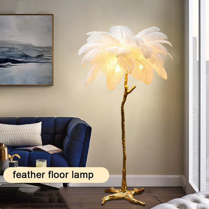 nordic luxury ostrich feather tree stand led floor lamp 1.5m 1.8m 2m home dekoration lamp for room