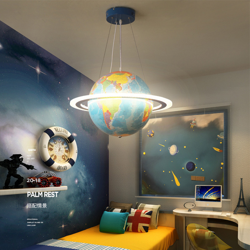 Creative children kids bedroom led ceiling lamp rotating Globe ceiling light amusement park deco lamp for boys and girls