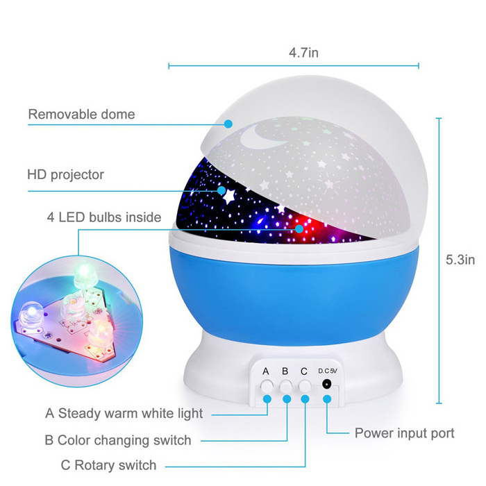 3D Popular Kid's Room Decor RGB Ocean Night fairy Dream Moon Star Lamp Master Starry Sky Projector Led Lamparas Light