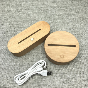 Lamp Base Led 3D Night Light USB Wooden Round and Oval Wood Base for Acrylic Electric 50 Decoration Plastic Switch Bedroom Led