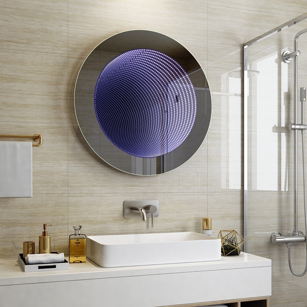 smart and decorative stick on wall lighted mirror led infinity mirror bathroom mirror for home and hospitality