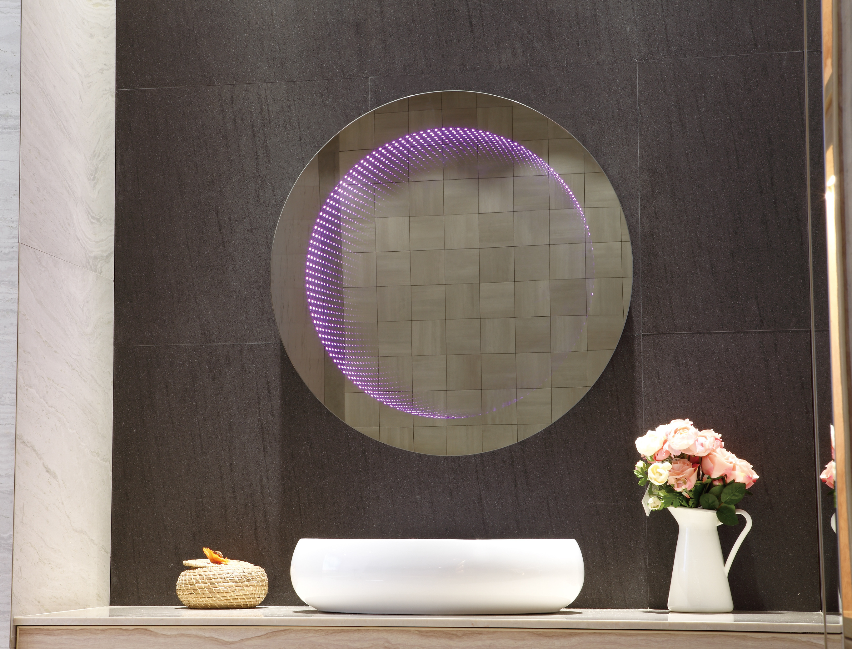 smart and decorative stick on wall lighted mirror led infinity mirror bathroom mirror for home and hospitality