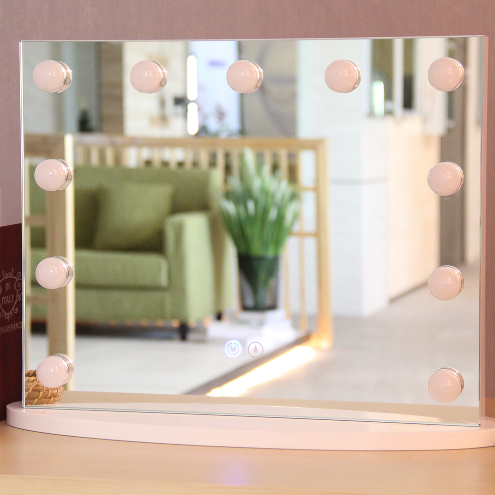 Custom Small Lighted Vanity Desktop Table Hollywood Make up Cosmetic LED Mirror