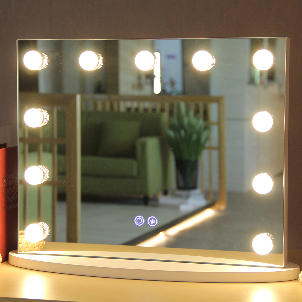 Custom Small Lighted Vanity Desktop Table Hollywood Make up Cosmetic LED Mirror