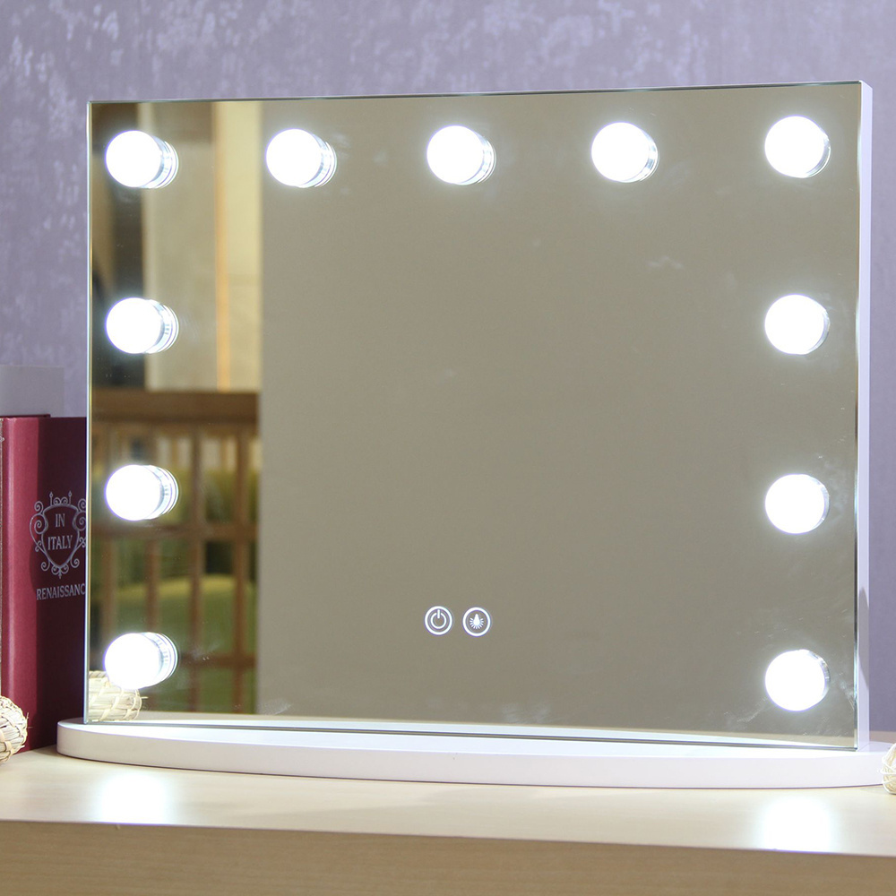 Custom Small Lighted Vanity Desktop Table Hollywood Make up Cosmetic LED Mirror