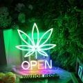 Smoking Shop Advertising Board Green Leaf Open LED Neon Sign Smoke Sign Custom Neon Sign Light