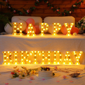 Bulbs Happy Birthday Marquee Light Up Letters Gold Glitter LED Happy Birthday Sign for Birthday Party Decoration Table