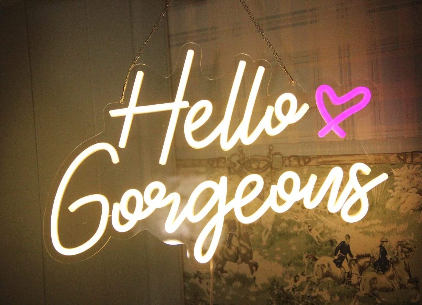 Hello Gorgeous Neon Sign Hello Beautiful Warm White LED Neon Lights for Home Wedding Birthday Backdrop Bacelorette Party