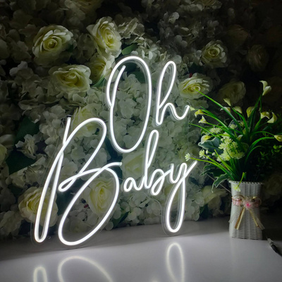 Custom Neon Sign Oh Baby Custom Baby Shower Neon Light Bedroom Wedding Led Neon Sign Wall Decor Name Sign