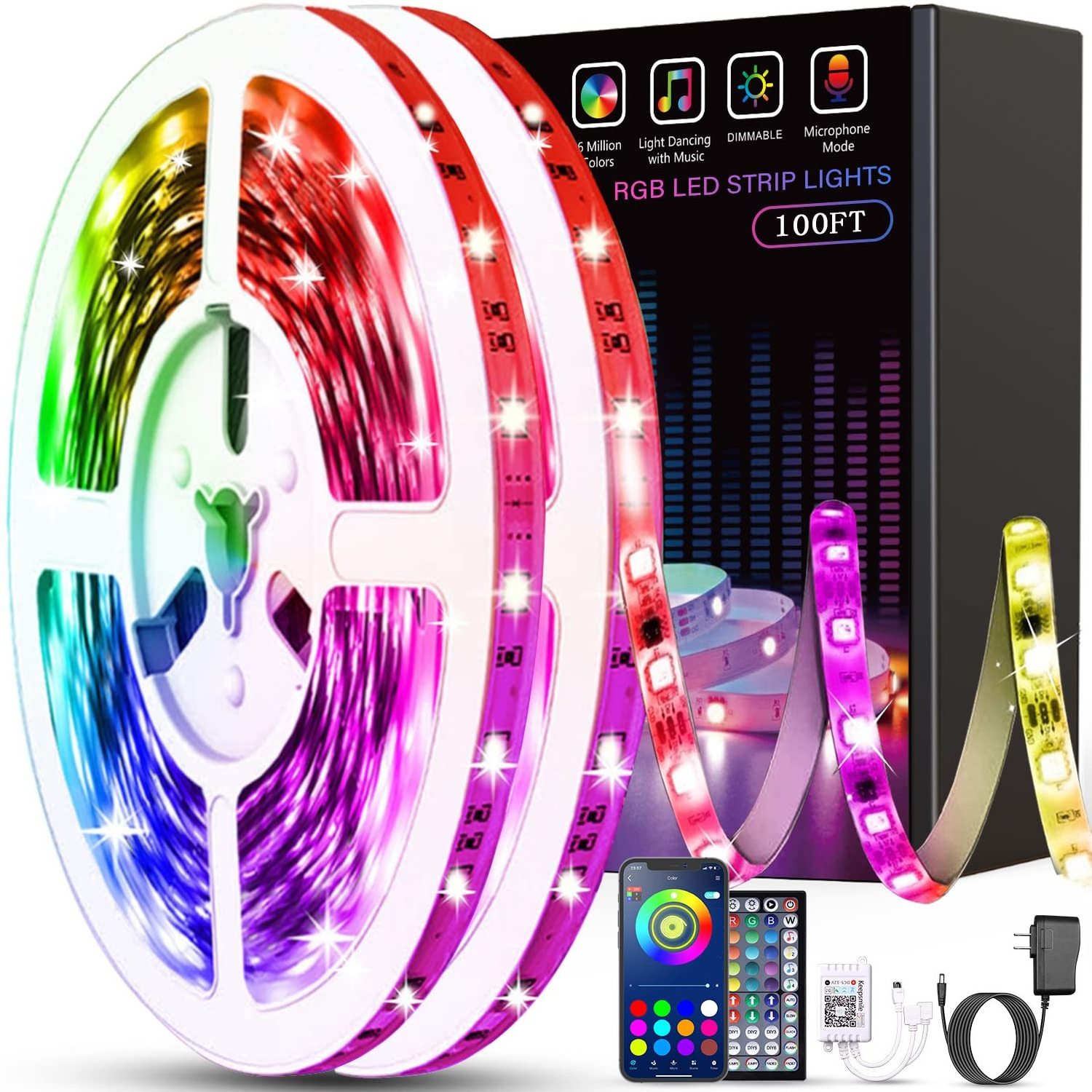 Led Strip Lights USB Powered RGB 15 Color Led Lights with Remote Control Led Lights for Bedroom Party Kitchen Home Decoration