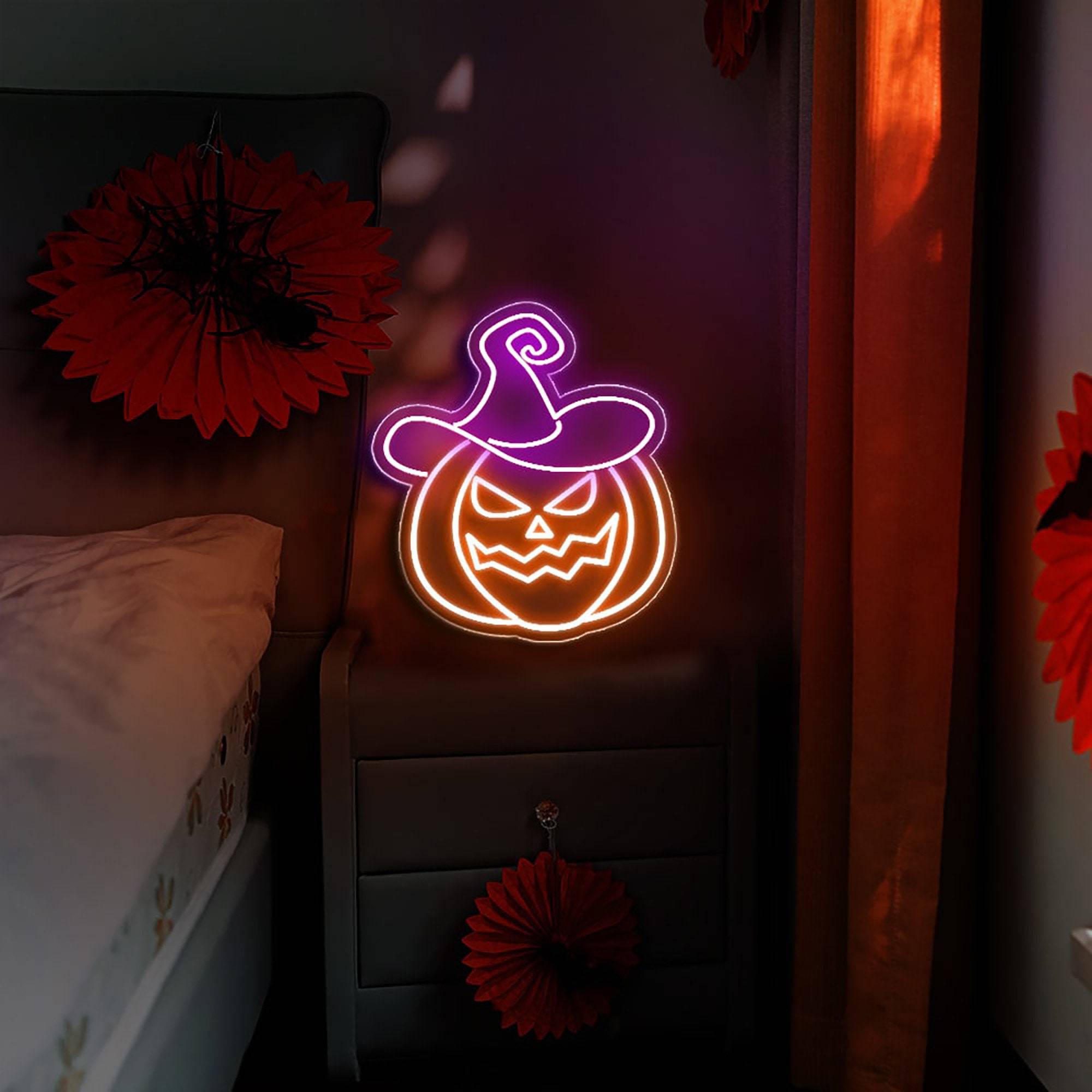 Halloween Light Decor Pumpkin Witch Hat Neon Sign Unique gifts for Halloween Holiday Fun Lamp Light Up Signs for Bedroom Party