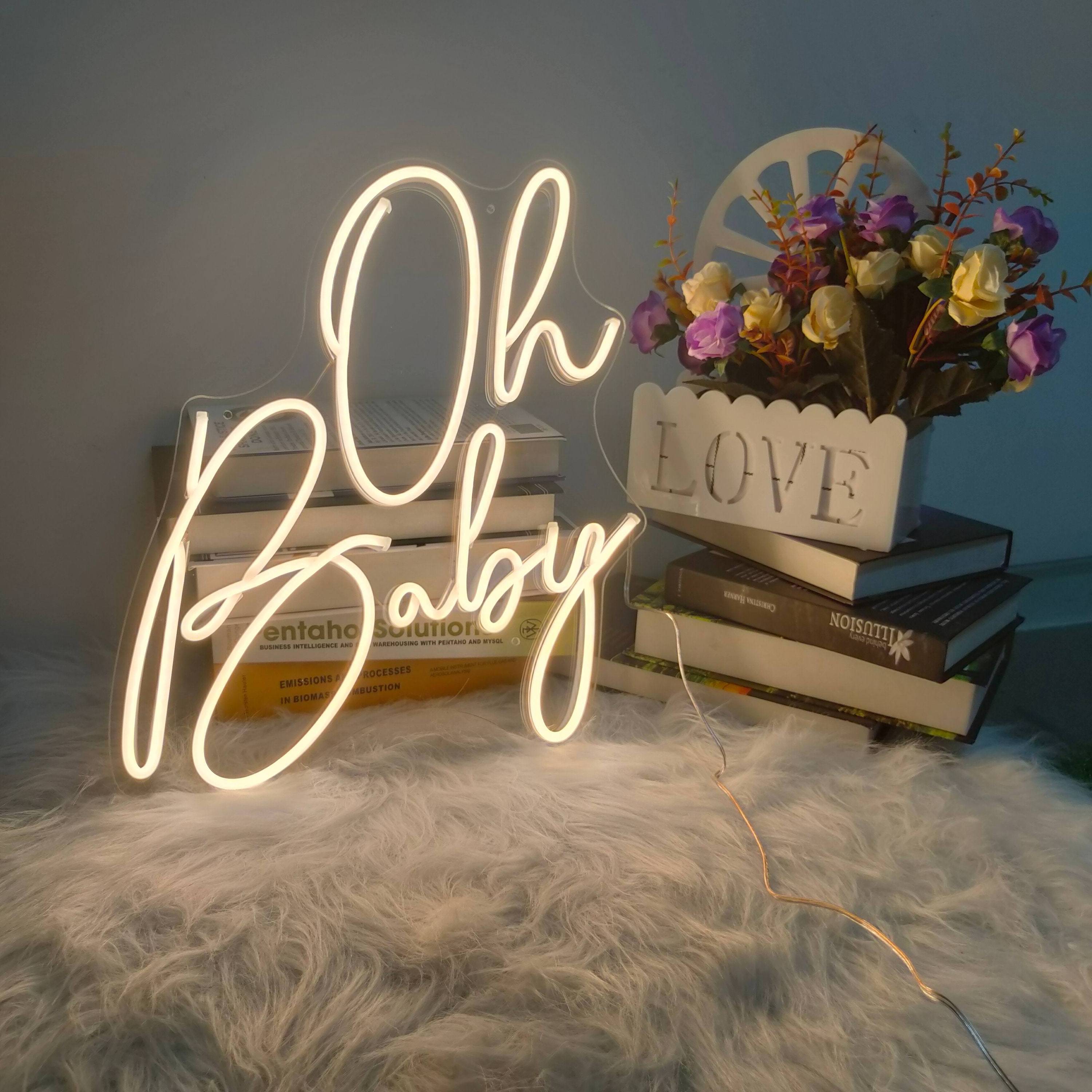 Custom Neon Sign Oh Baby Custom Baby Shower Neon Light Bedroom Wedding Led Neon Sign Wall Decor Name Sign