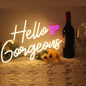 Hello Gorgeous Neon Sign Hello Beautiful Warm White LED Neon Lights for Home Wedding Birthday Backdrop Bacelorette Party