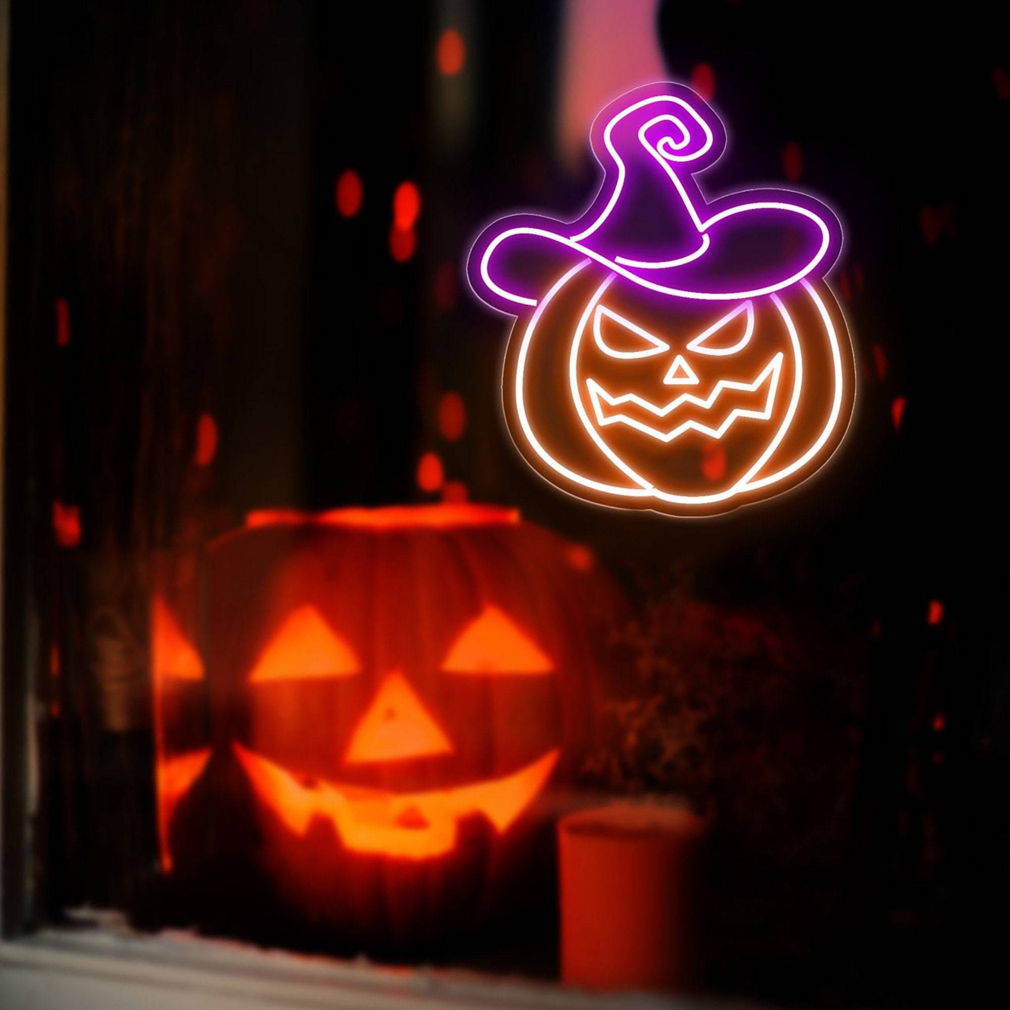 Halloween Light Decor Pumpkin Witch Hat Neon Sign Unique gifts for Halloween Holiday Fun Lamp Light Up Signs for Bedroom Party