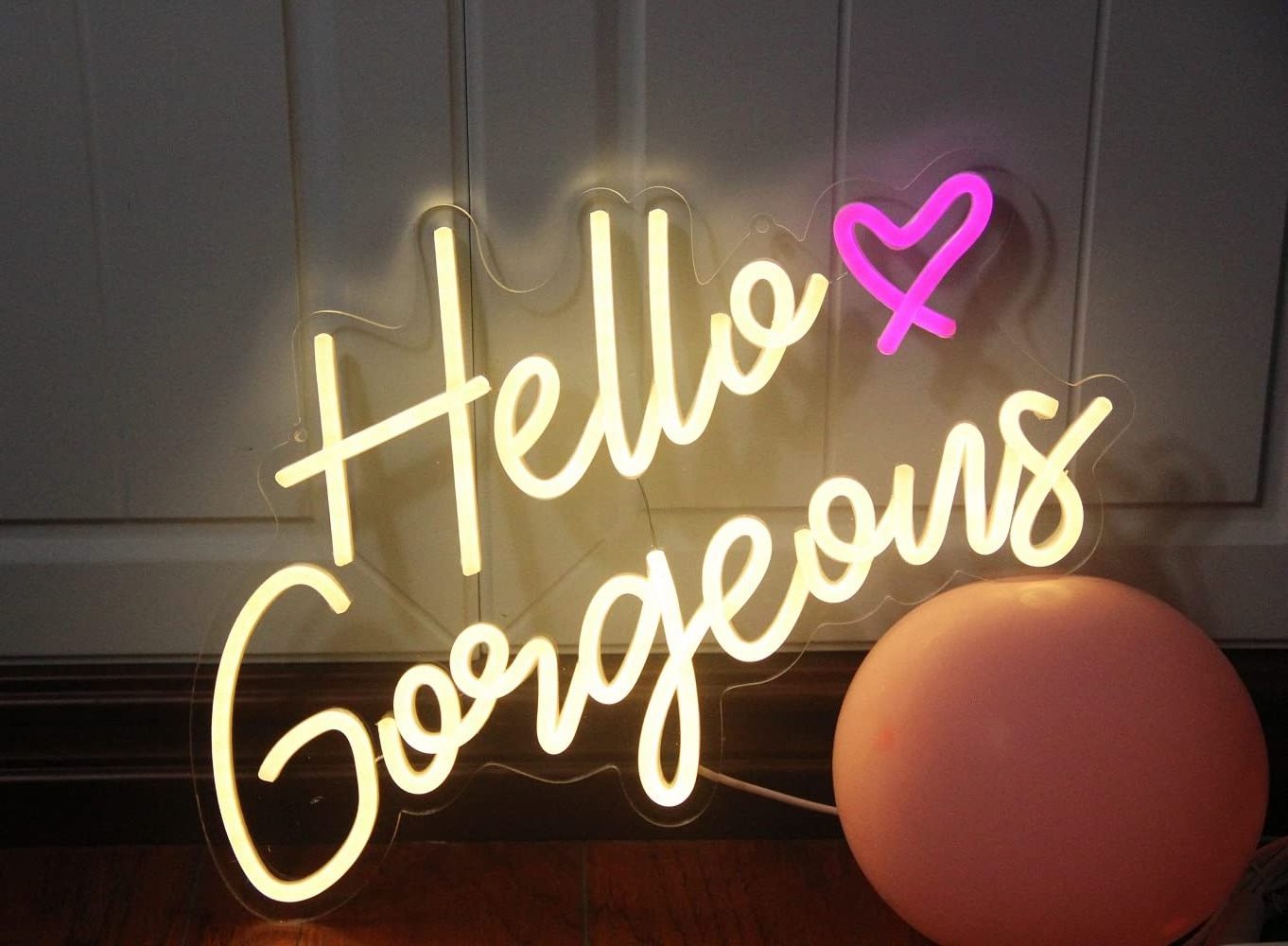 Hello Gorgeous Neon Sign Hello Beautiful Warm White LED Neon Lights for Home Wedding Birthday Backdrop Bacelorette Party