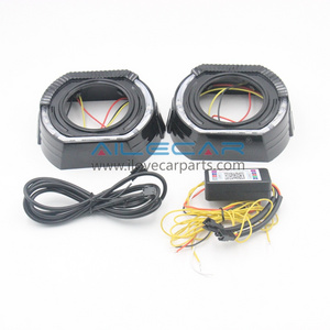 AILECAR 3.0inch Bixenon projector lens kit turbine with led halos car headlight retrofit kit