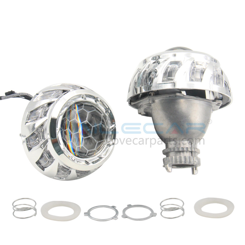 3.0 inch H4 RGBW Turbine Chasing X kit With Turn Signal Projector Lens with Angle eyes HID Xenon Projector Retrofit Kit