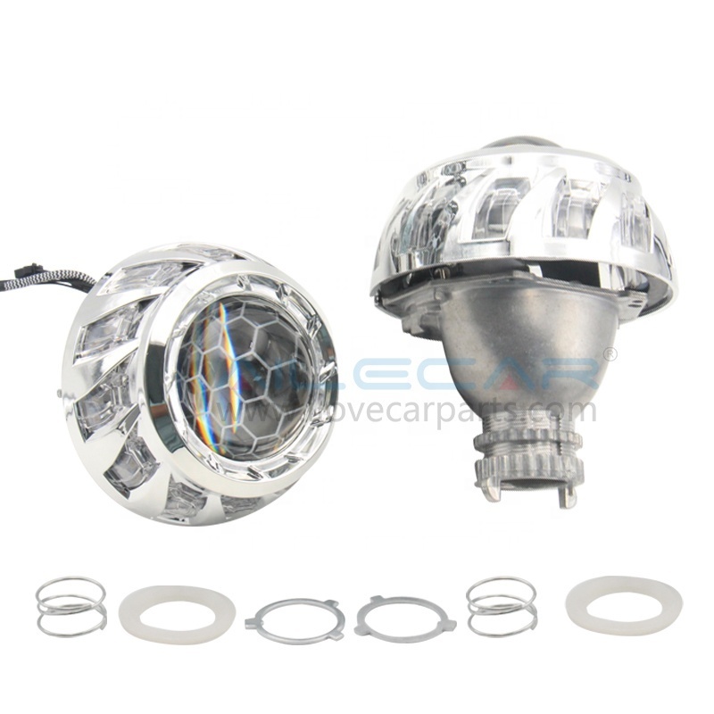 3.0'' H4 Hel la 3R G5 HID Projector Honeycomb Lens With Projector Mask RGBW Chasing Halo Ring Retrofit 55W 5500K Xenon Lamp kits