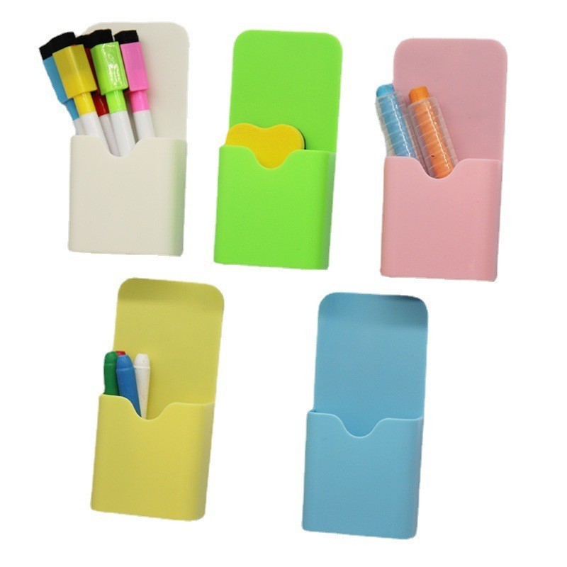 Wholesale various colors magnetic whiteboard pen container storage box blackboard multi-functional plastic chalk pen holder