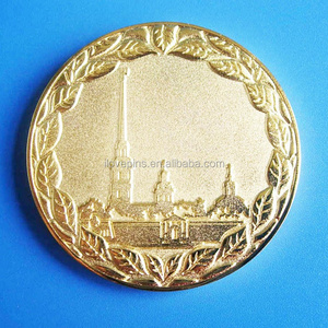 gold plated, sand blasting recessed raised gold metal coins