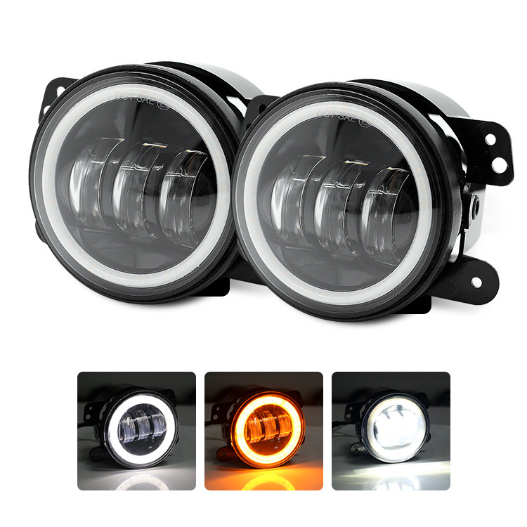 High quality 4 inch angel eye led fog light for Car 30w with DRL and turn signal round fog lamp