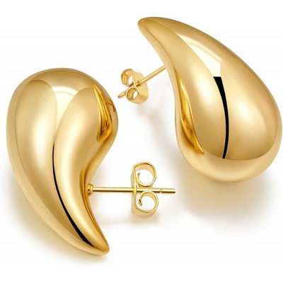 Fashion 18K Gold Plated Earrings Chunky Luxury Women Thick Hoop Earrings