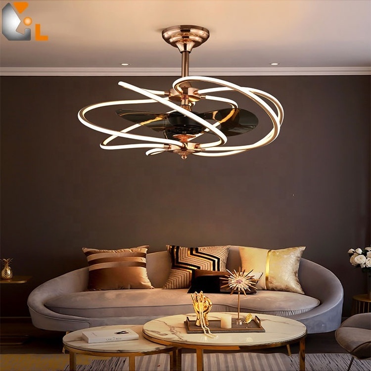 Chinese supplier contemporary lighting indoor decorative remote control PC blades fancy ceiling fan with led light